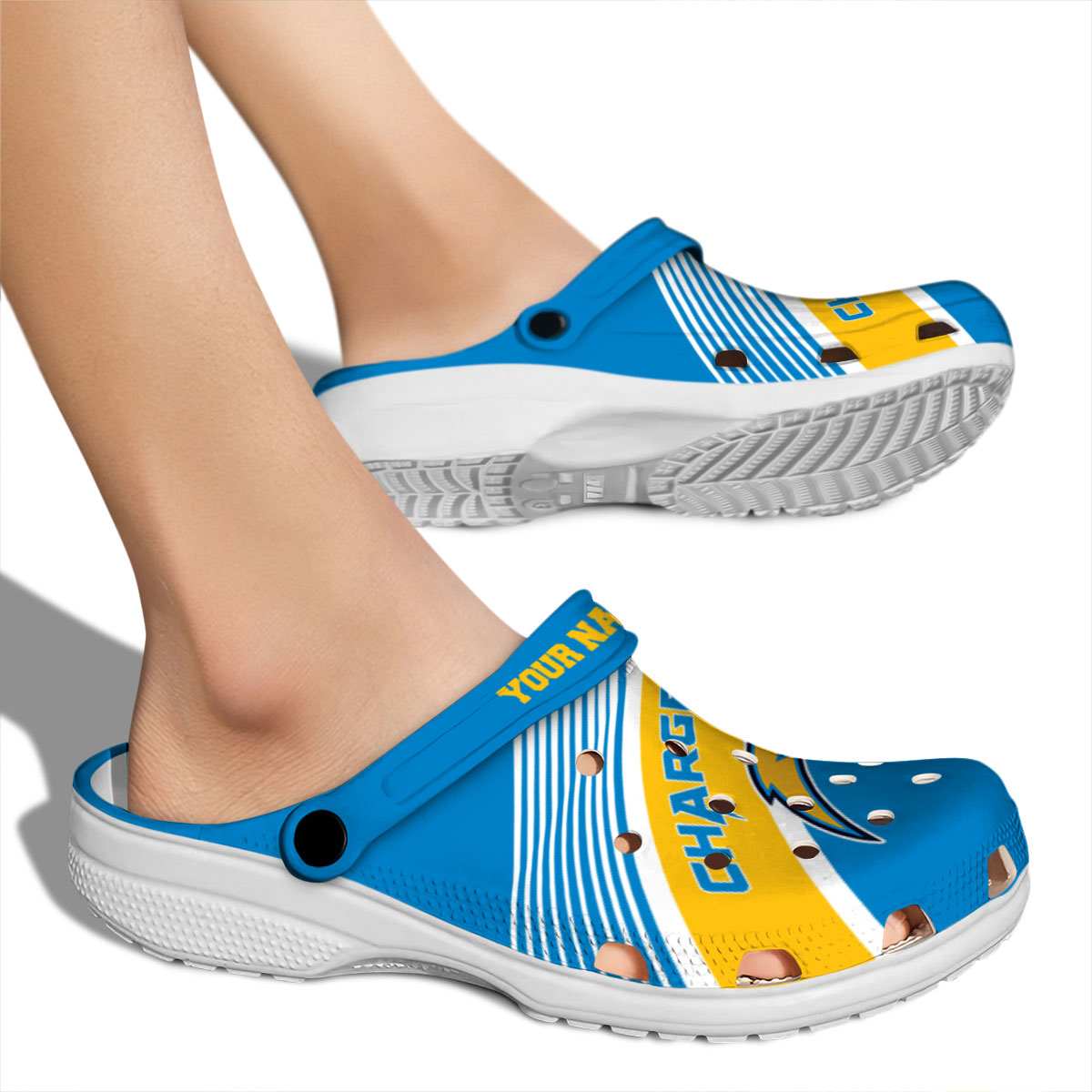 Merchidea Los Angeles Chargers NFL Sport Crocs Crocband Clogs Shoes Comfortable For Men Women and Kids