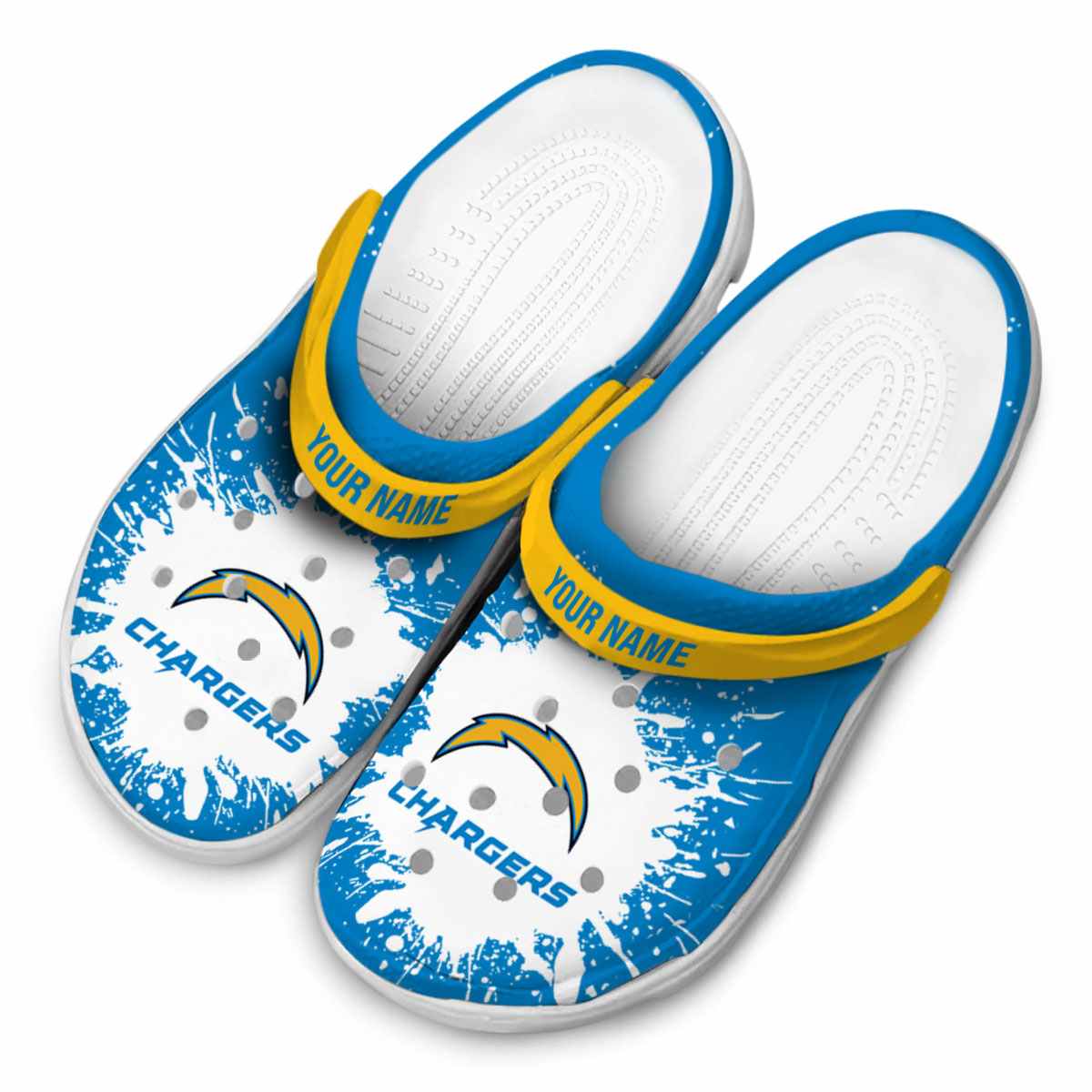 Merchidea Los Angeles Chargers NFL Sport Crocs Crocband Clogs Shoes Comfortable For Men Women and Kids