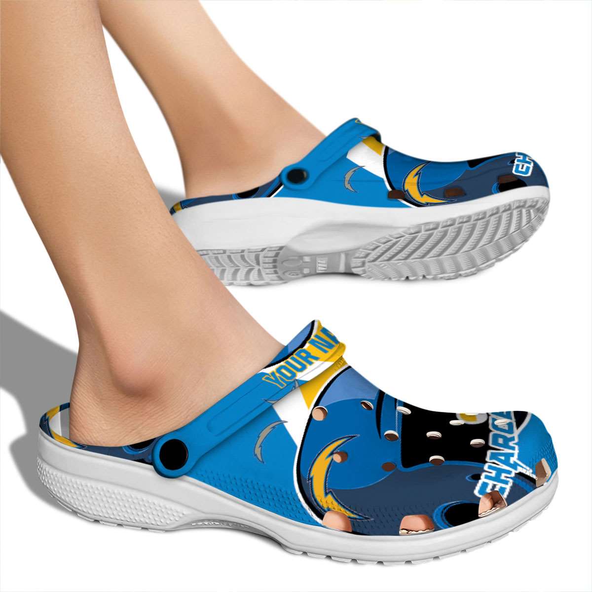 Merchidea Los Angeles Chargers NFL Sport Crocs Crocband Clogs Shoes Comfortable For Men Women and Kids