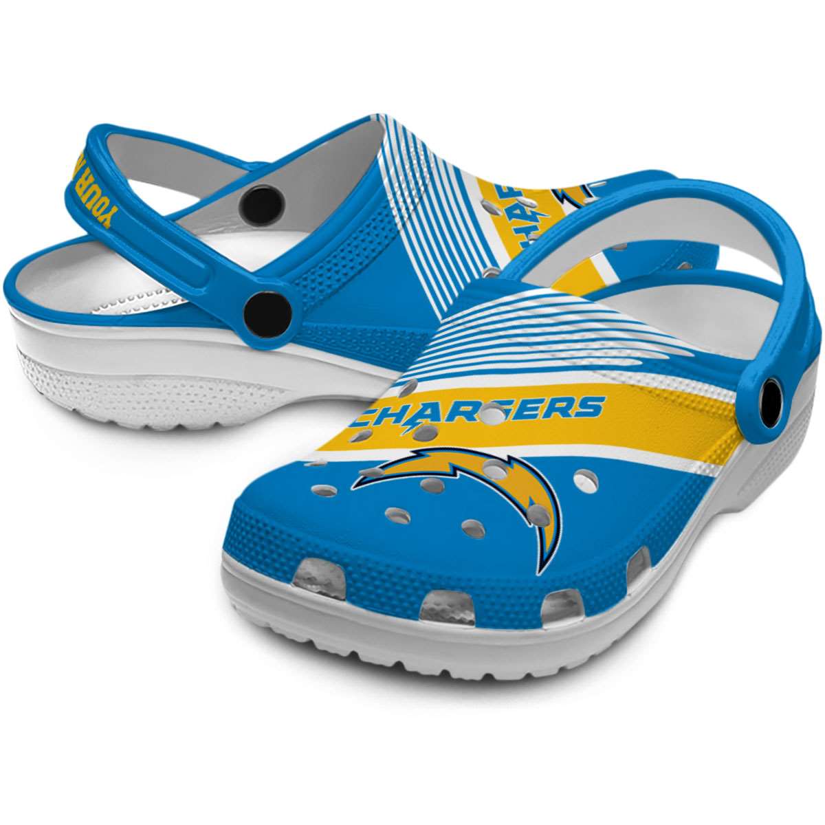 Merchidea Los Angeles Chargers NFL Sport Crocs Crocband Clogs Shoes Comfortable For Men Women and Kids