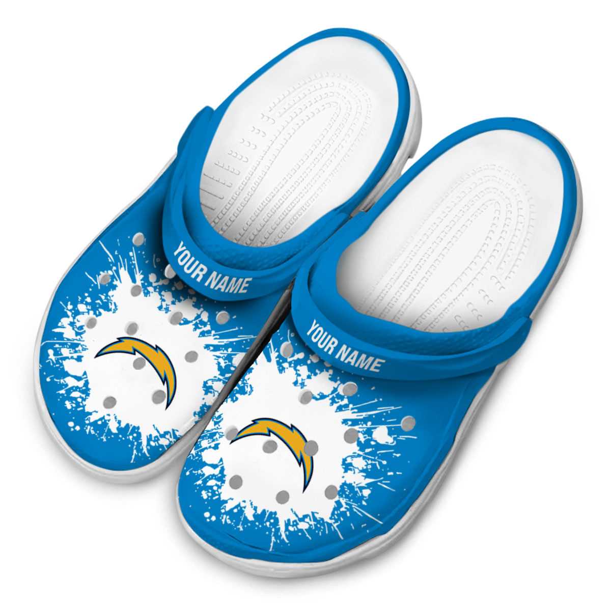 Merchidea Los Angeles Chargers NFL Sport Crocs Crocband Clogs Shoes Comfortable For Men Women and Kids
