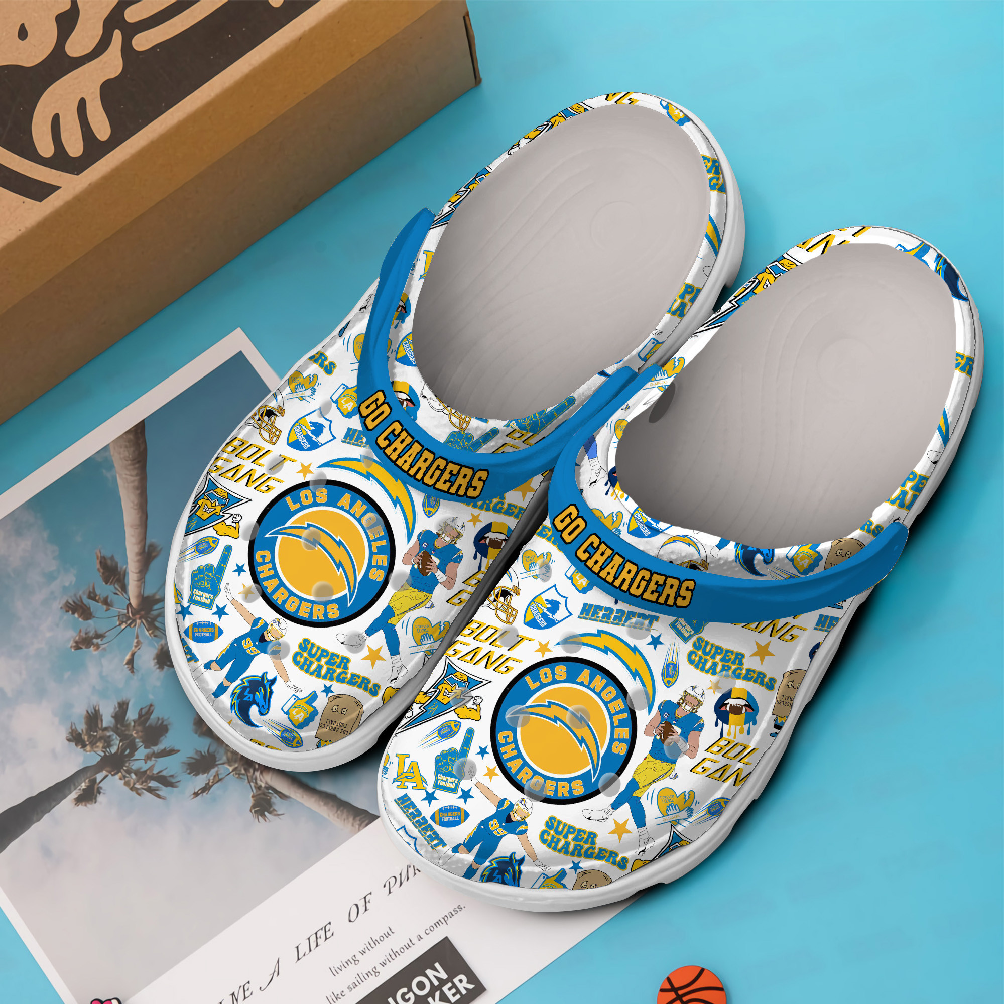 Merchidea Los Angeles Chargers NFL Sport Crocs Crocband Clogs Shoes Comfortable For Men Women and Kids