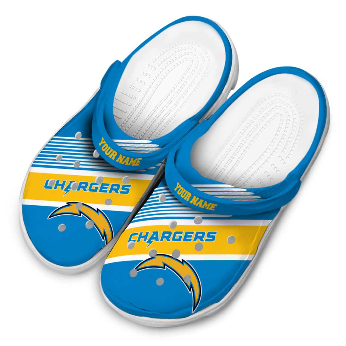 Merchidea Los Angeles Chargers NFL Sport Crocs Crocband Clogs Shoes Comfortable For Men Women and Kids