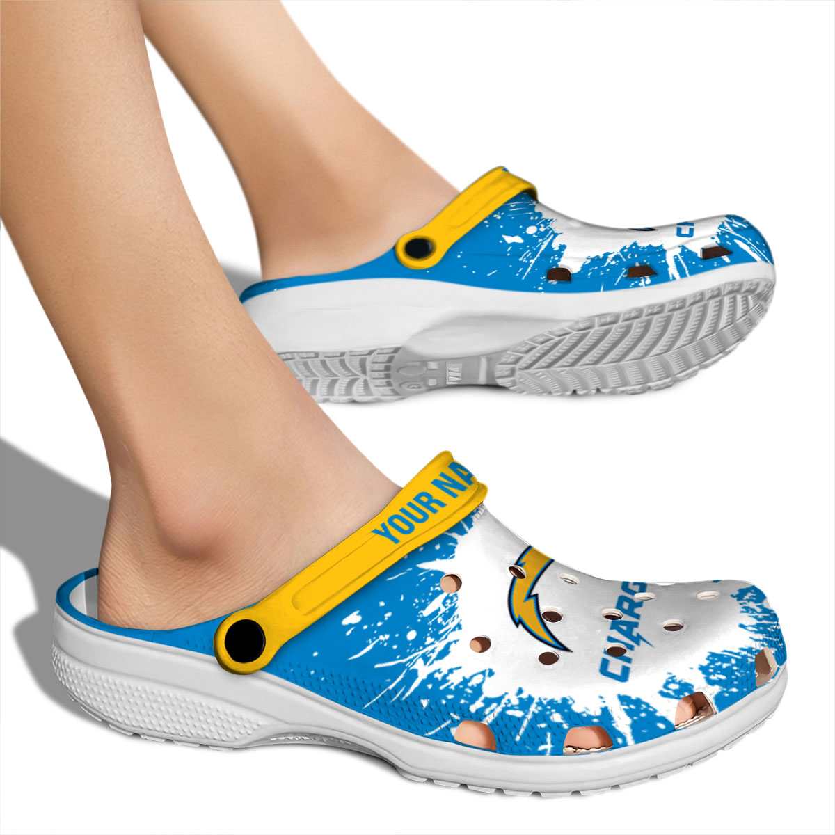 Merchidea Los Angeles Chargers NFL Sport Crocs Crocband Clogs Shoes Comfortable For Men Women and Kids