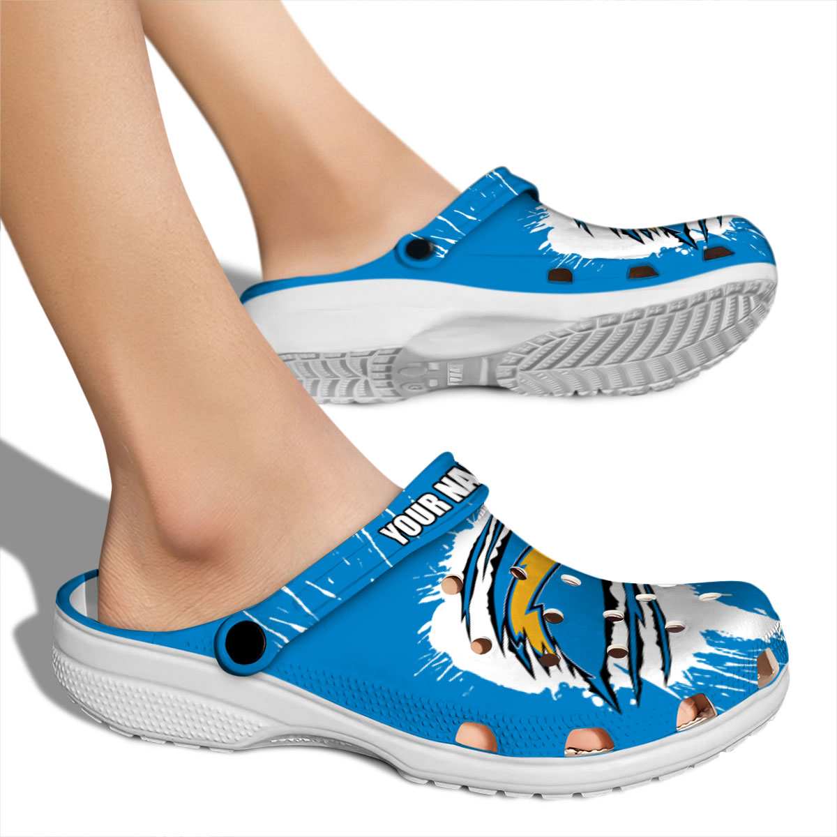 Merchidea Los Angeles Chargers NFL Sport Crocs Crocband Clogs Shoes Comfortable For Men Women and Kids
