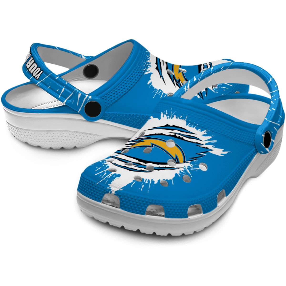 Merchidea Los Angeles Chargers NFL Sport Crocs Crocband Clogs Shoes Comfortable For Men Women and Kids