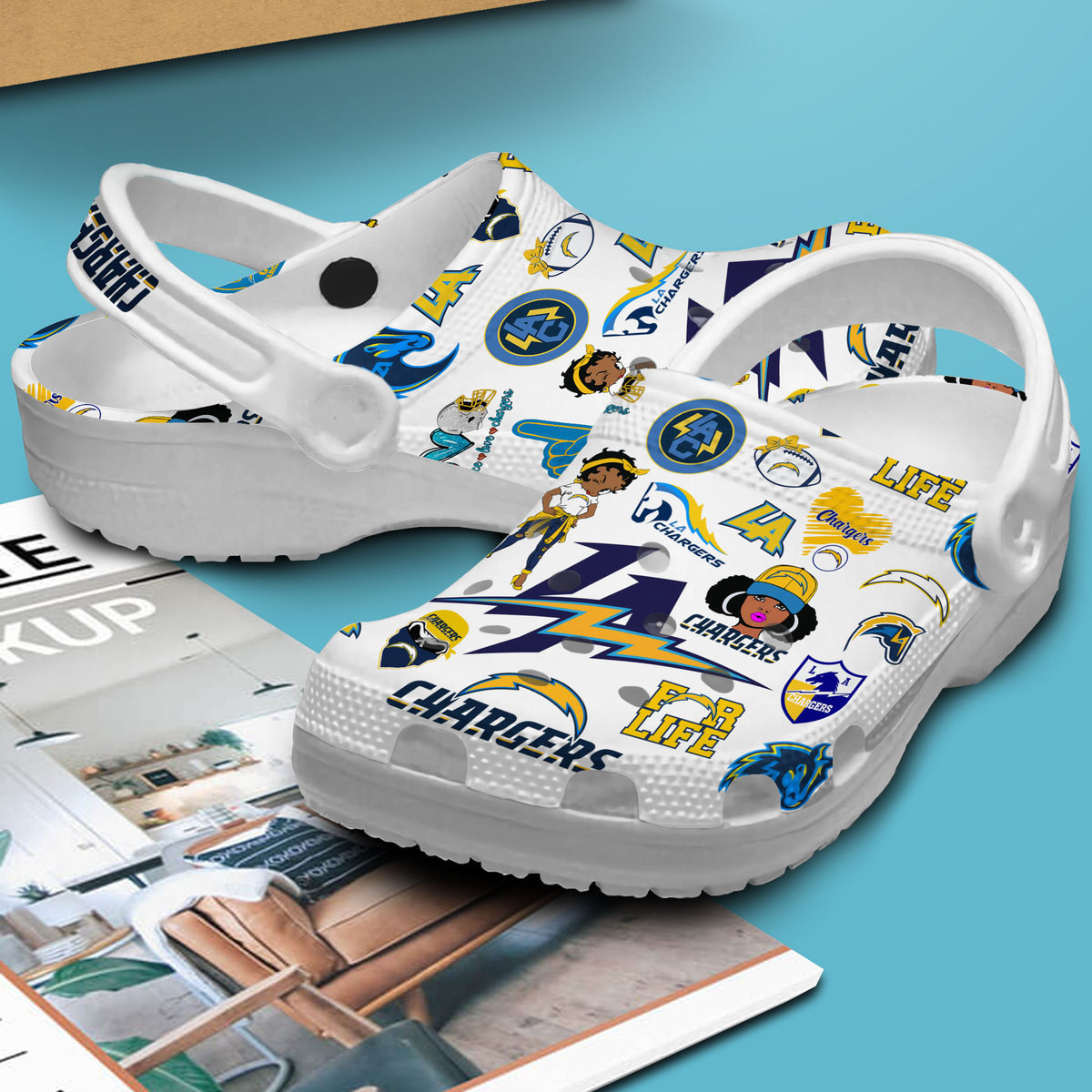 Merchidea Los Angeles Chargers NFL Sport Crocs Crocband Clogs Shoes Comfortable For Men Women and Kids