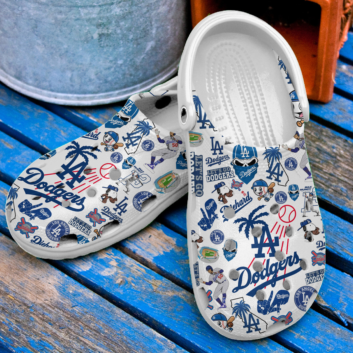 Merchidea Los Angeles Dodgers MLB Sport Crocs Crocband Clogs Shoes Comfortable For Men Women and Kids