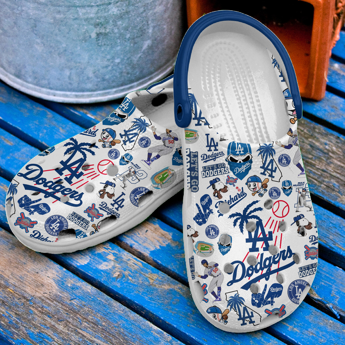 Merchidea Los Angeles Dodgers MLB Sport Crocs Crocband Clogs Shoes Comfortable For Men Women and Kids