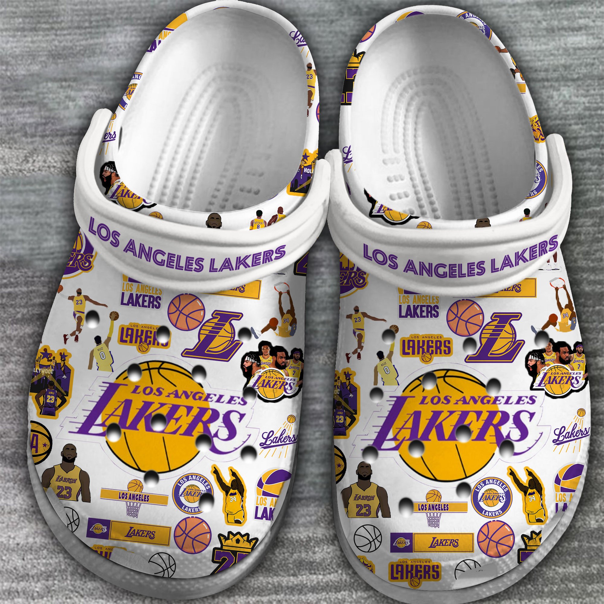 Merchidea Los Angeles Lakers NBA Basketball Crocs Crocband Clogs Shoes Comfortable For Men Women and Kids