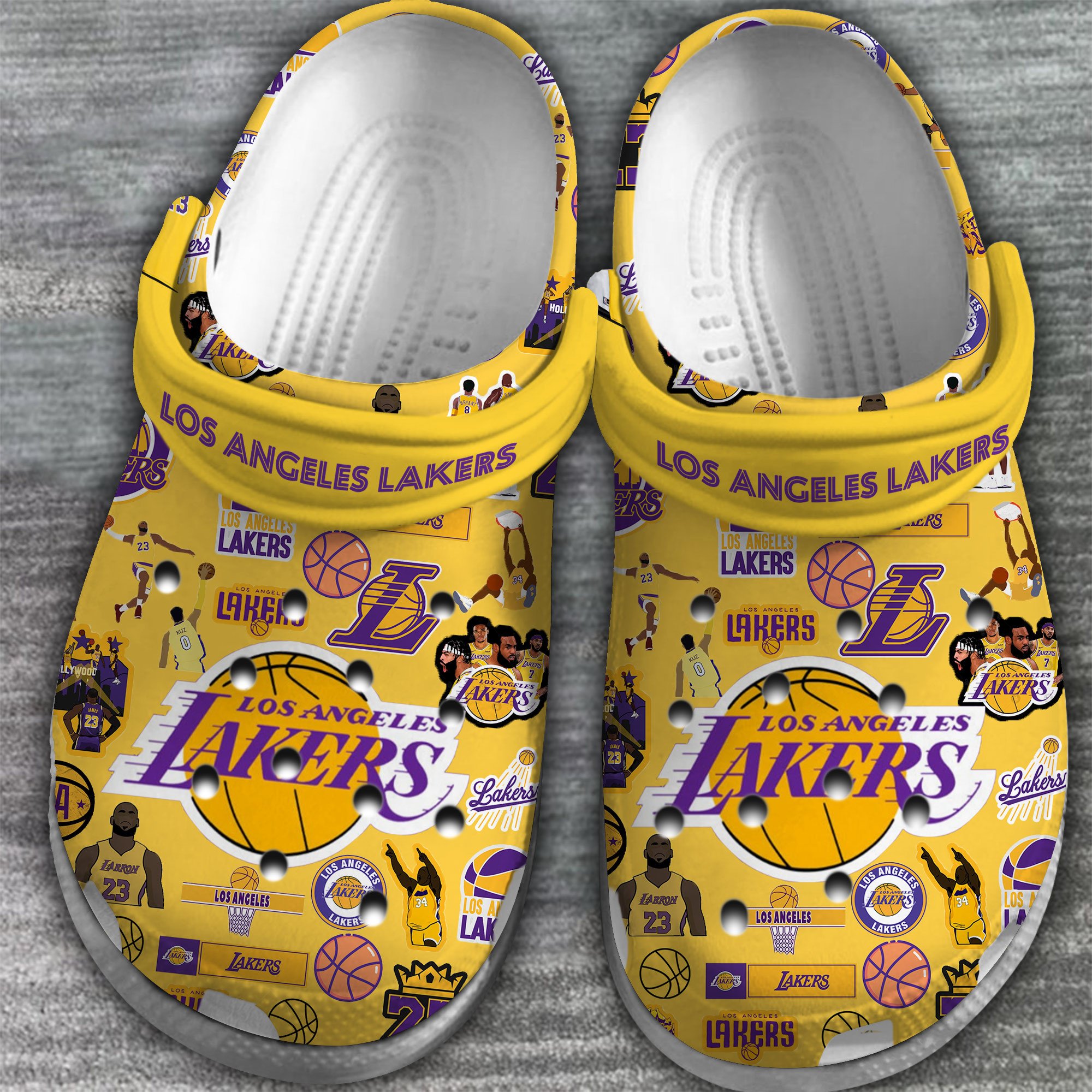 Merchidea Los Angeles Lakers NBA Basketball Crocs Crocband Clogs Shoes Comfortable For Men Women and Kids