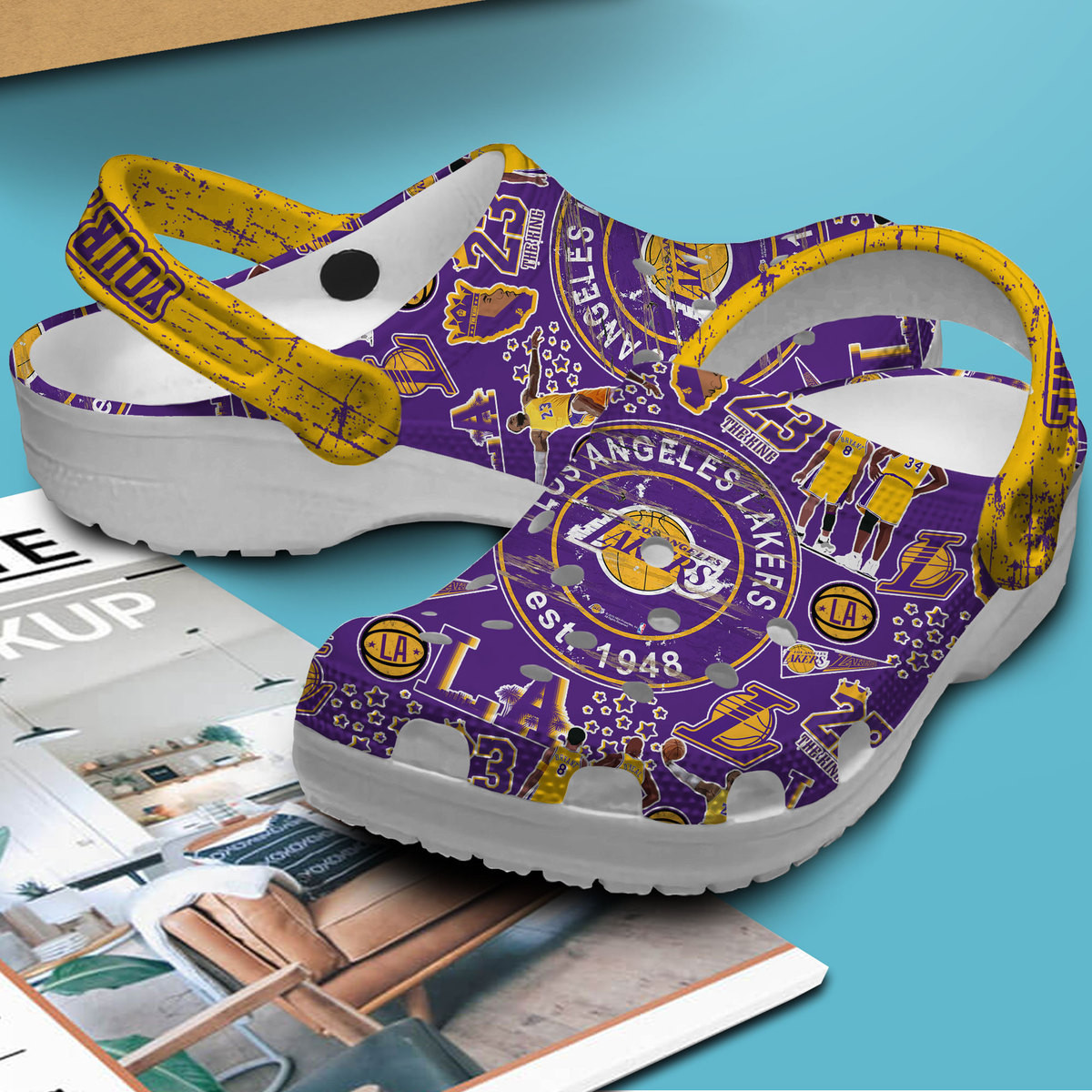 Merchidea Los Angeles Lakers NBA Sport Crocs Crocband Clogs Shoes Comfortable For Men Women and Kids