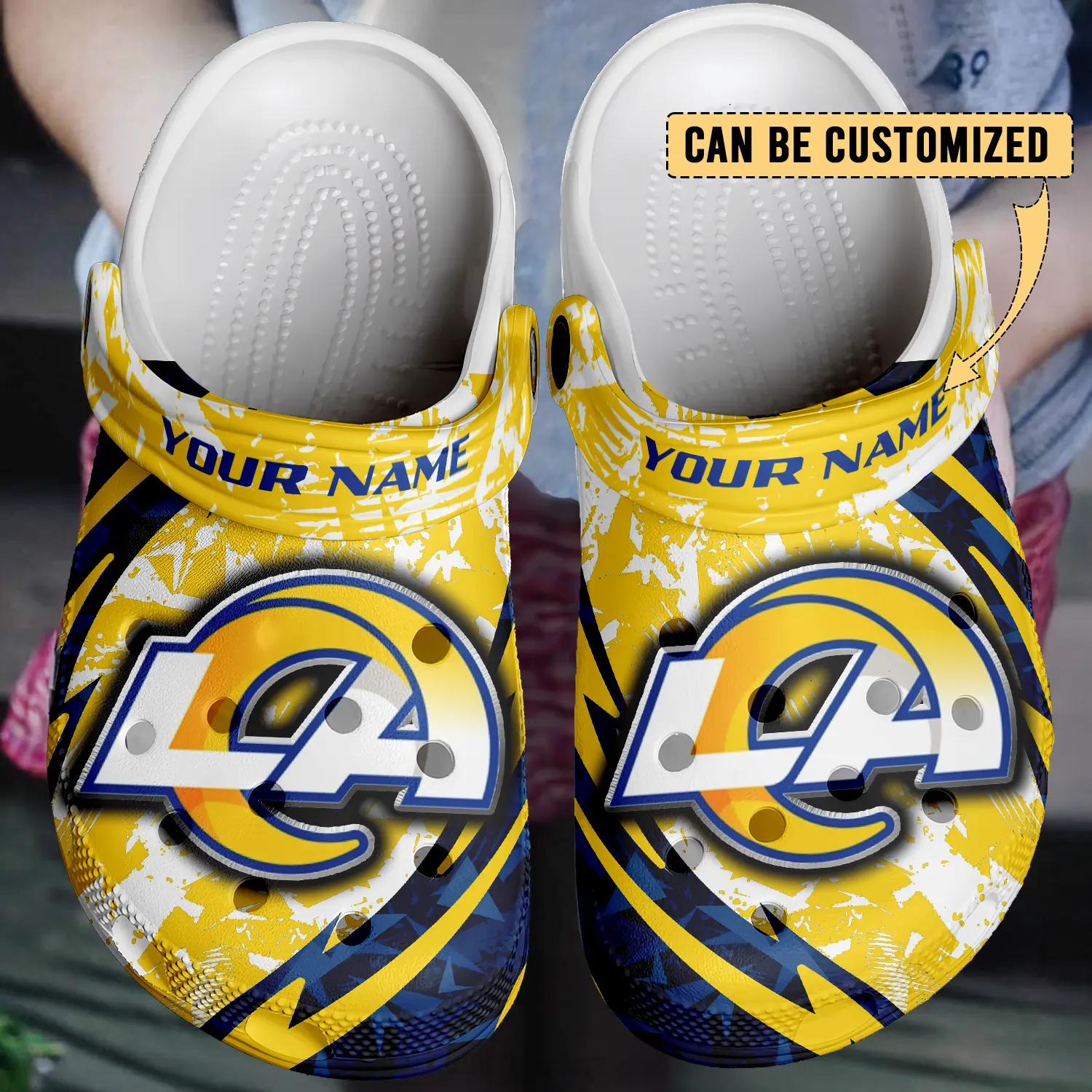 Merchidea Los Angeles Rams NFL Crocs Crocband Clogs Shoes Comfortable For Men Women and Kids