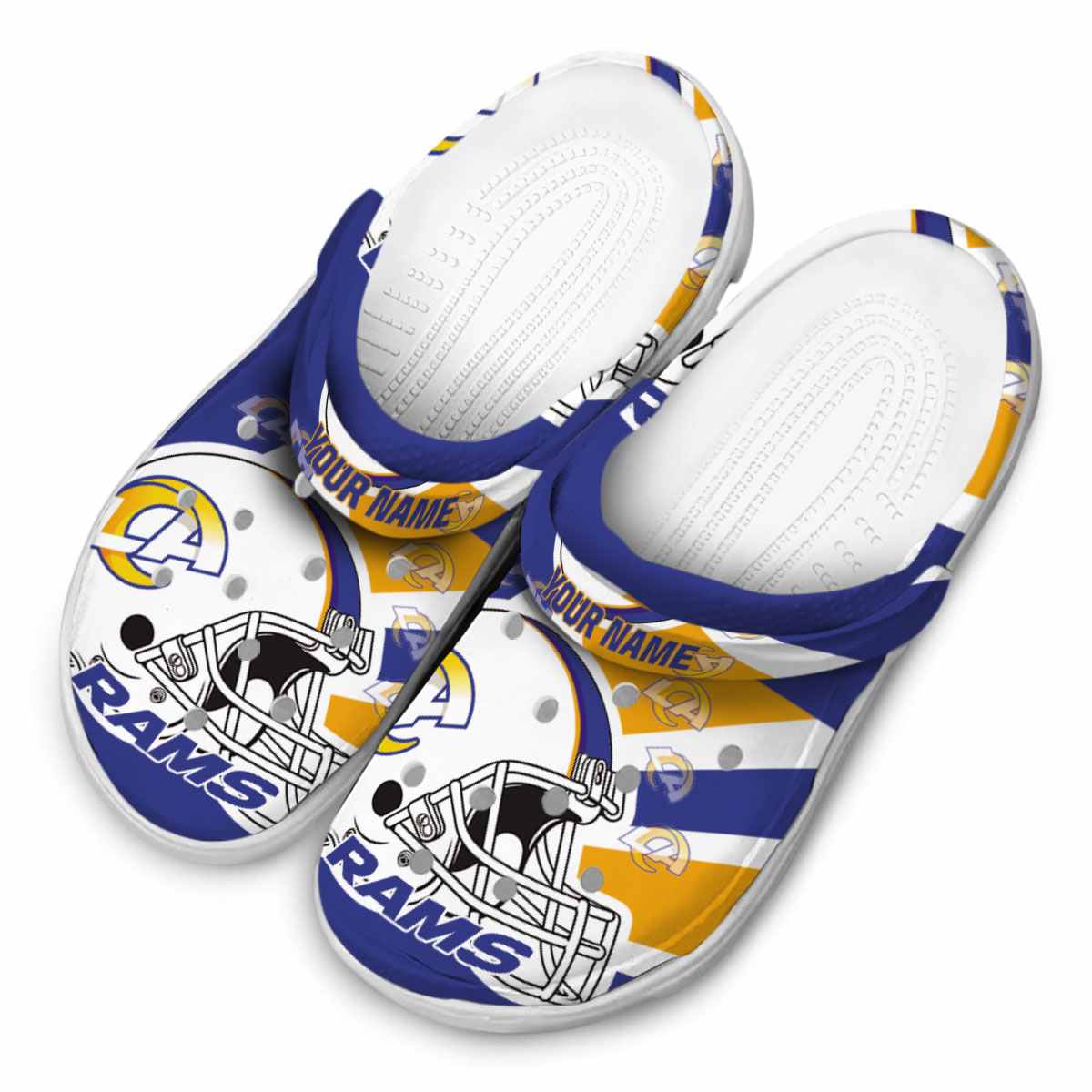 Merchidea Los Angeles Rams NFL Sport Crocs Crocband Clogs Shoes Comfortable For Men Women and Kids