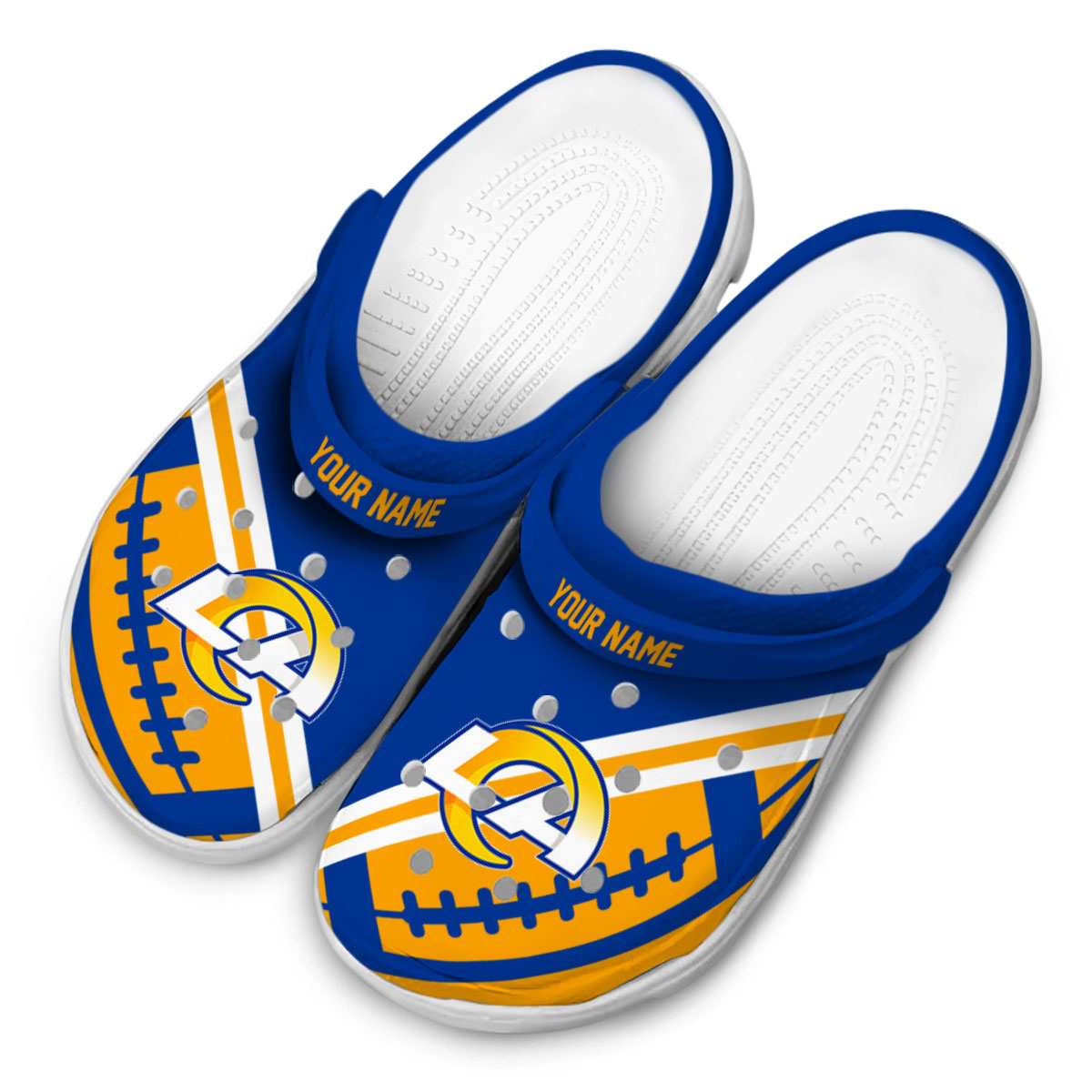 Merchidea Los Angeles Rams NFL Sport Crocs Crocband Clogs Shoes Comfortable For Men Women and Kids