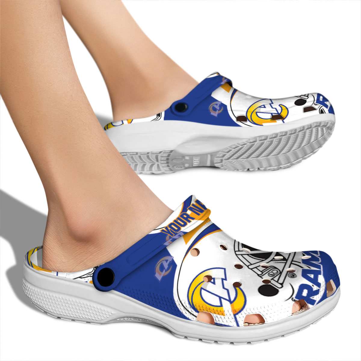 Merchidea Los Angeles Rams NFL Sport Crocs Crocband Clogs Shoes Comfortable For Men Women and Kids