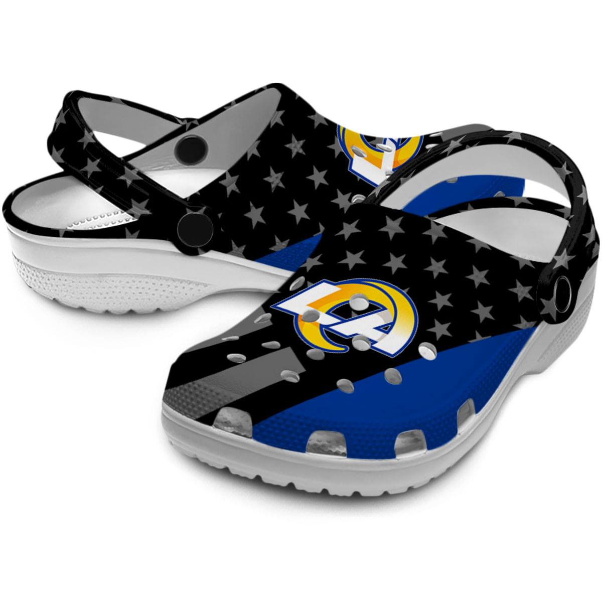 Merchidea Los Angeles Rams NFL Sport Crocs Crocband Clogs Shoes Comfortable For Men Women and Kids