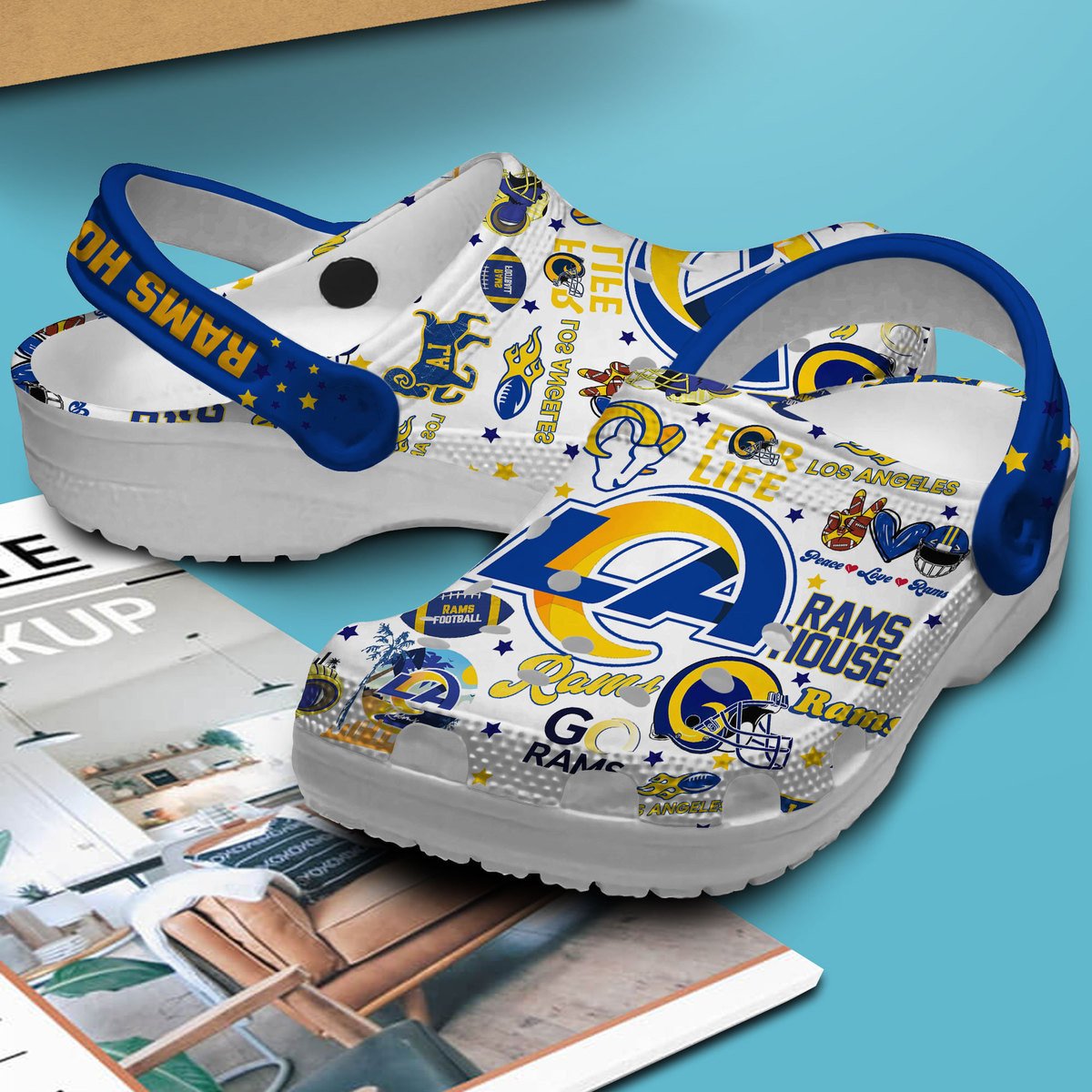 Merchidea Los Angeles Rams NFL Sport Crocs Crocband Clogs Shoes Comfortable For Men Women and Kids