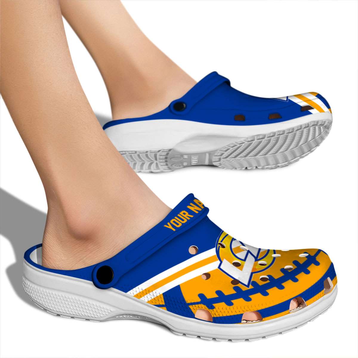 Merchidea Los Angeles Rams NFL Sport Crocs Crocband Clogs Shoes Comfortable For Men Women and Kids