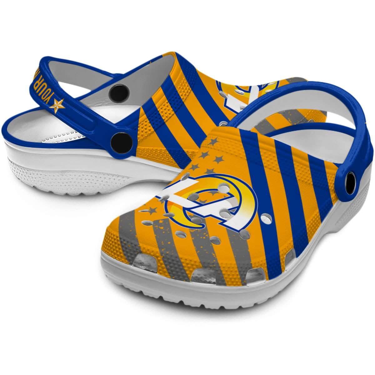 Merchidea Los Angeles Rams NFL Sport Crocs Crocband Clogs Shoes Comfortable For Men Women and Kids