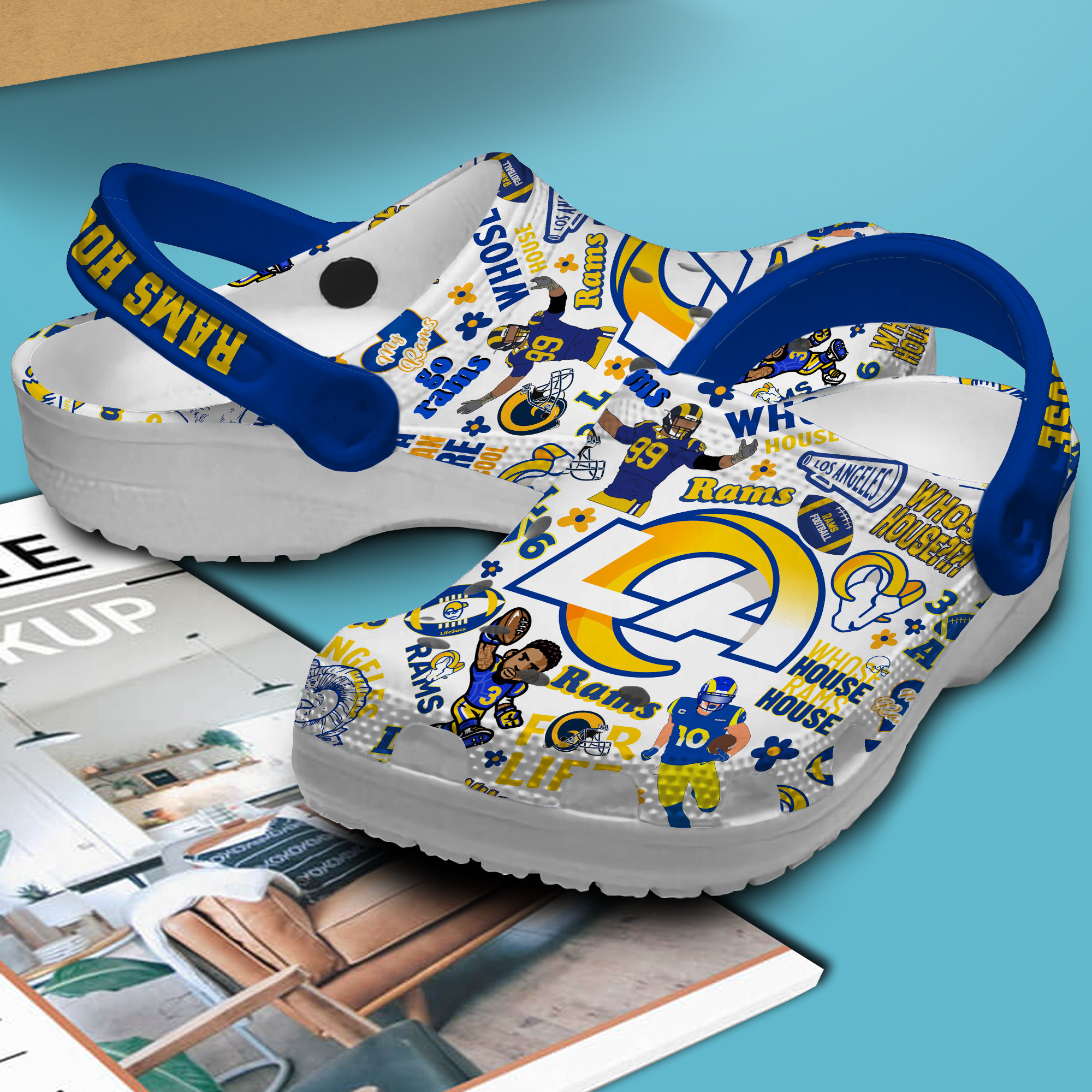Merchidea Los Angeles Rams NFL Sport Crocs Crocband Clogs Shoes Comfortable For Men Women and Kids