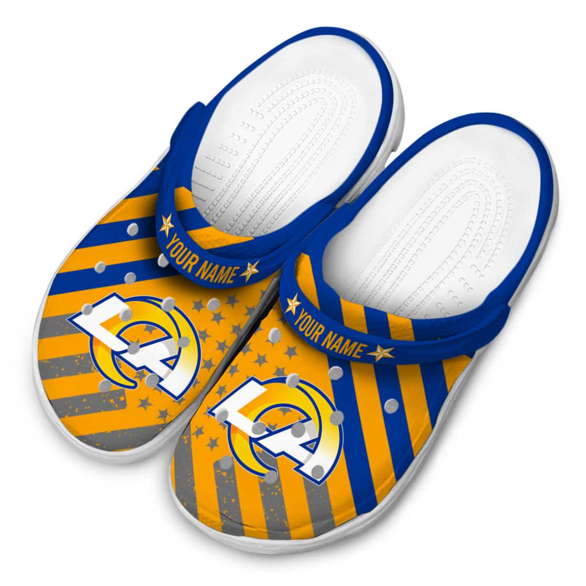 Merchidea Los Angeles Rams NFL Sport Crocs Crocband Clogs Shoes Comfortable For Men Women and Kids