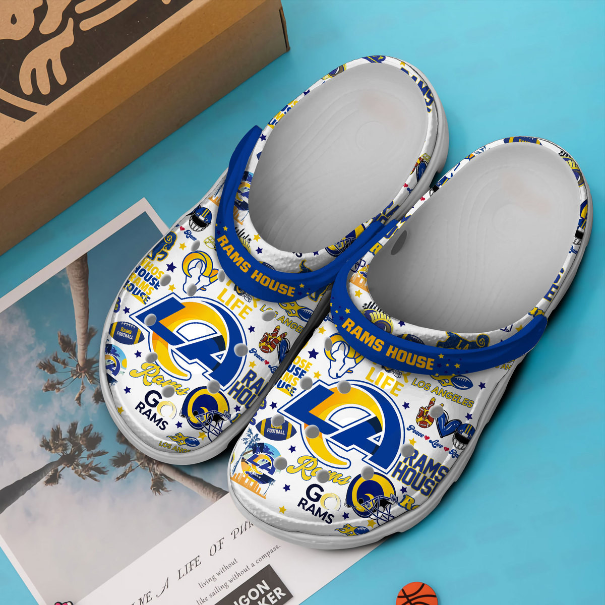Merchidea Los Angeles Rams NFL Sport Crocs Crocband Clogs Shoes Comfortable For Men Women and Kids