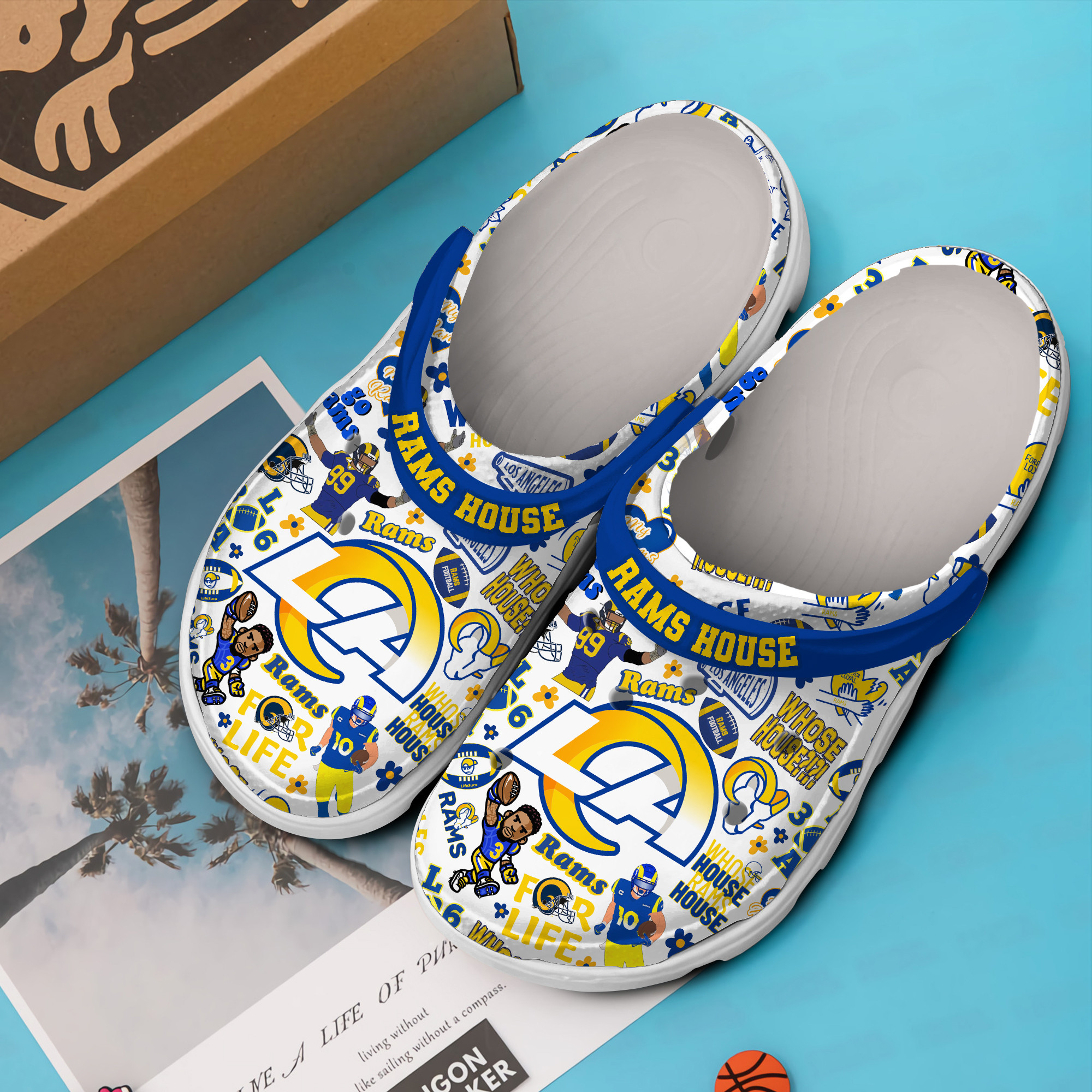 Merchidea Los Angeles Rams NFL Sport Crocs Crocband Clogs Shoes Comfortable For Men Women and Kids