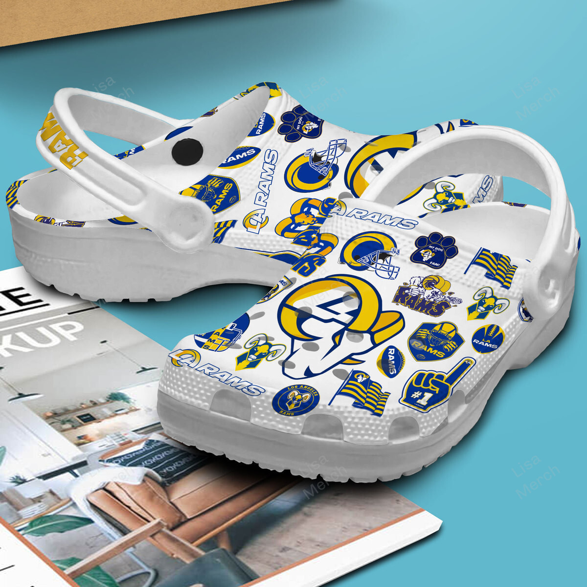 Merchidea Los Angeles Rams NFL Sport Crocs Crocband Clogs Shoes Comfortable For Men Women and Kids