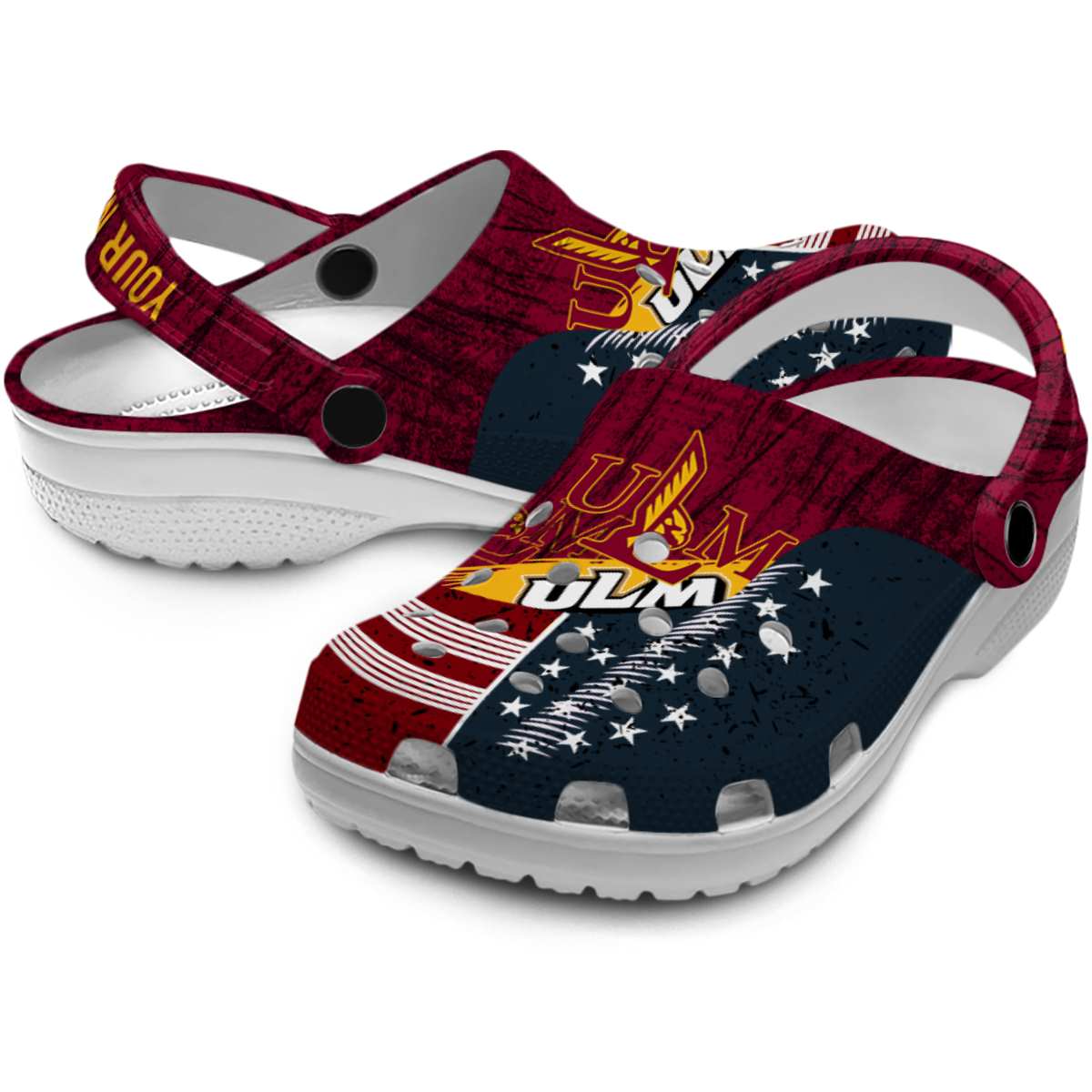 Merchidea Louisiana-Monroe Warhawks NCAA Sport Crocs Crocband Clogs Shoes Comfortable For Men Women and Kids