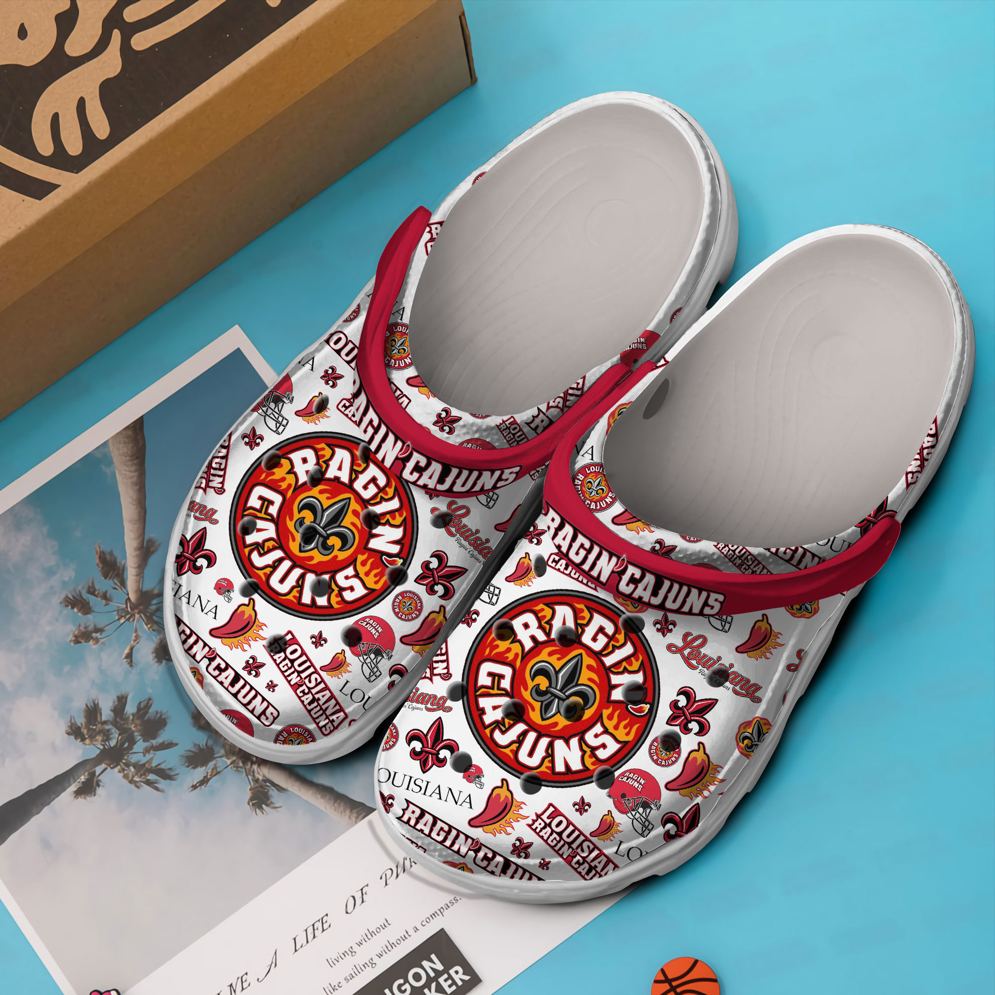 Merchidea Louisiana Ragin' Cajuns NCAA Sport Crocs Crocband Clogs Shoes Comfortable For Men Women and Kids