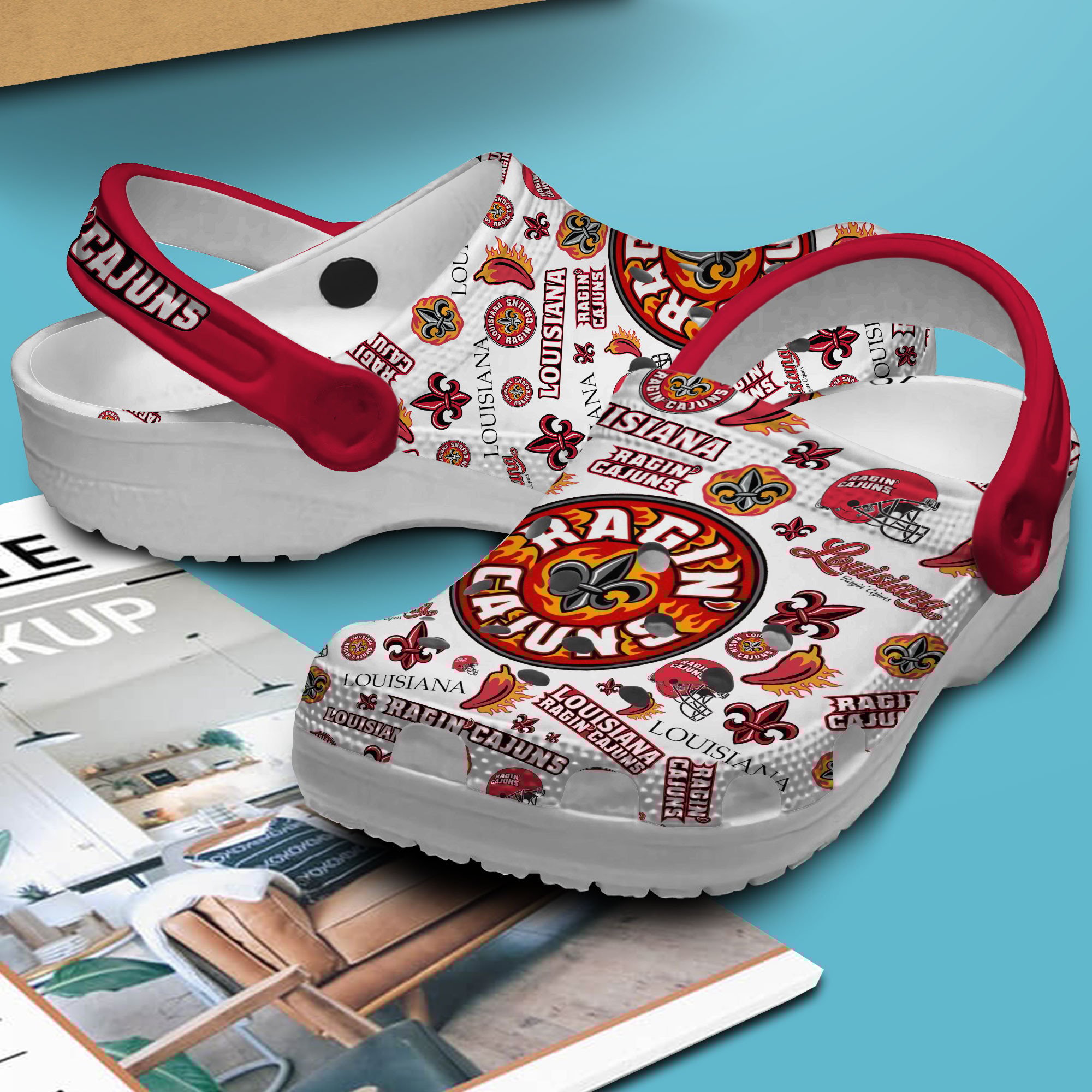 Merchidea Louisiana Ragin' Cajuns NCAA Sport Crocs Crocband Clogs Shoes Comfortable For Men Women and Kids