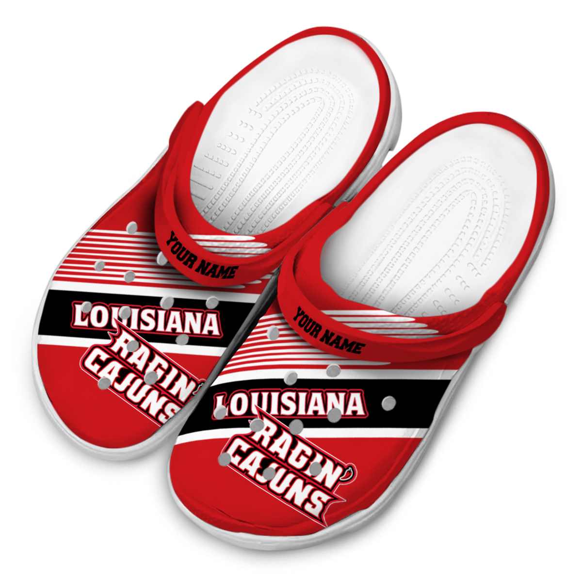 Merchidea Louisiana Ragin' Cajuns NCAA Sport Crocs Crocband Clogs Shoes Comfortable For Men Women and Kids