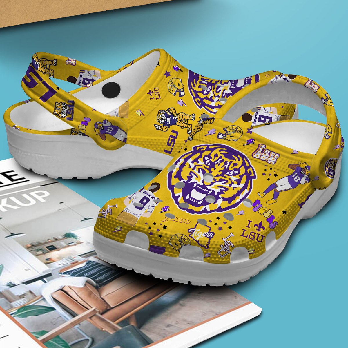 Merchidea Louisiana State University Tigers NCAA Sport Crocs Crocband Clogs Shoes Comfortable For Men Women and Kids