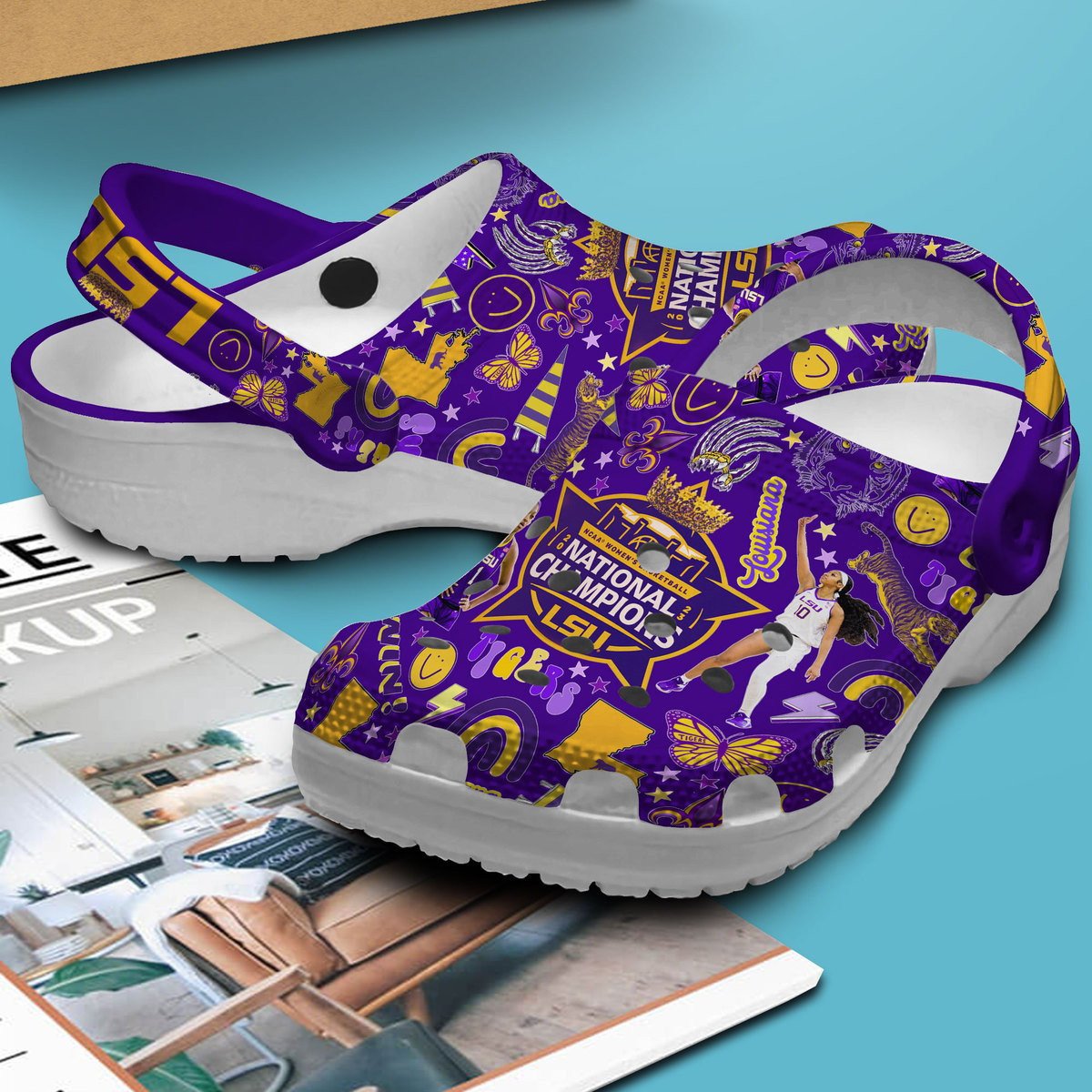 Merchidea Louisiana State University Tigers NCAA Sport Crocs Crocband Clogs Shoes Comfortable For Men Women and Kids