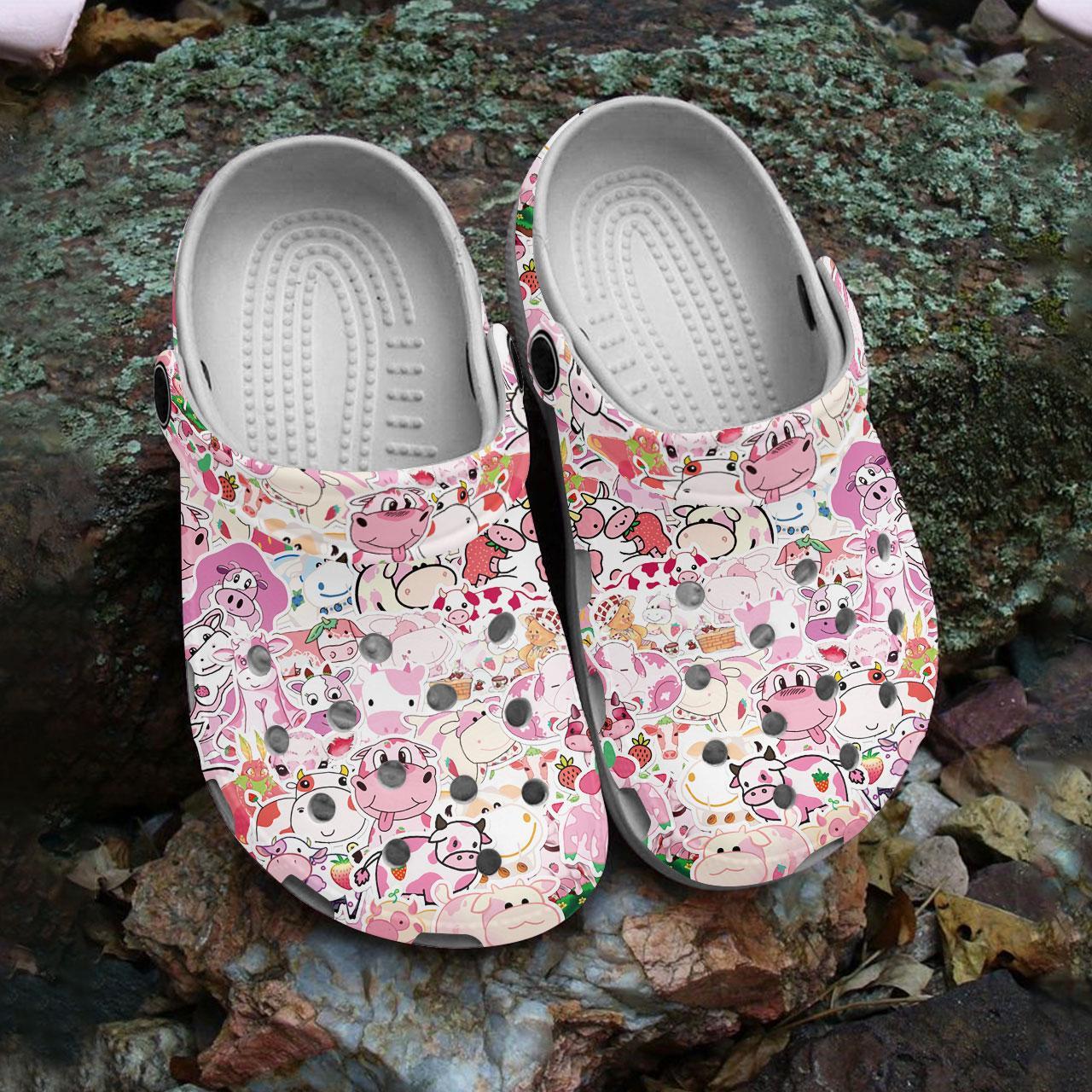 Merchidea Love Cow Crocs Crocband Clogs Shoes Comfortable For Men Women and Kids