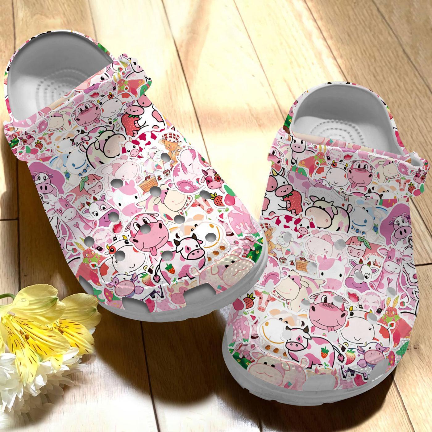 Merchidea Love Cow Crocs Crocband Clogs Shoes Comfortable For Men Women and Kids