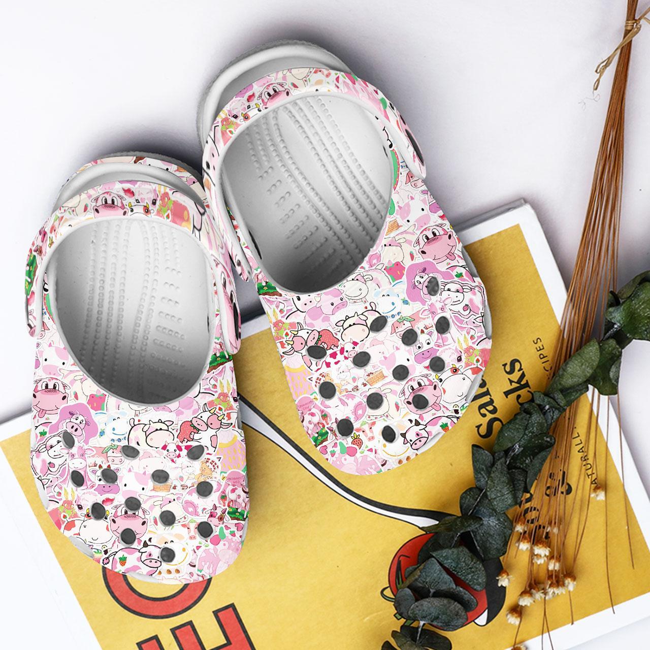 Merchidea Love Cow Crocs Crocband Clogs Shoes Comfortable For Men Women and Kids