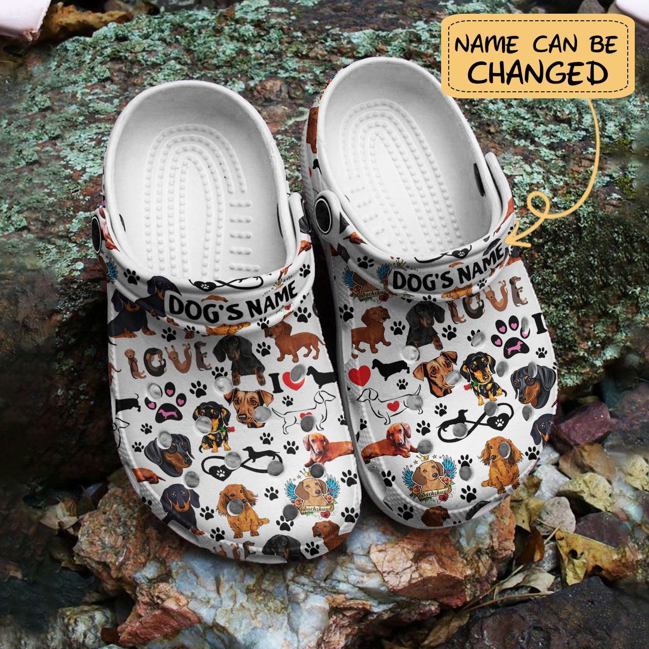 Merchidea Love Dachshund Dog Crocs Crocband Clogs Shoes Comfortable For Men Women and Kids