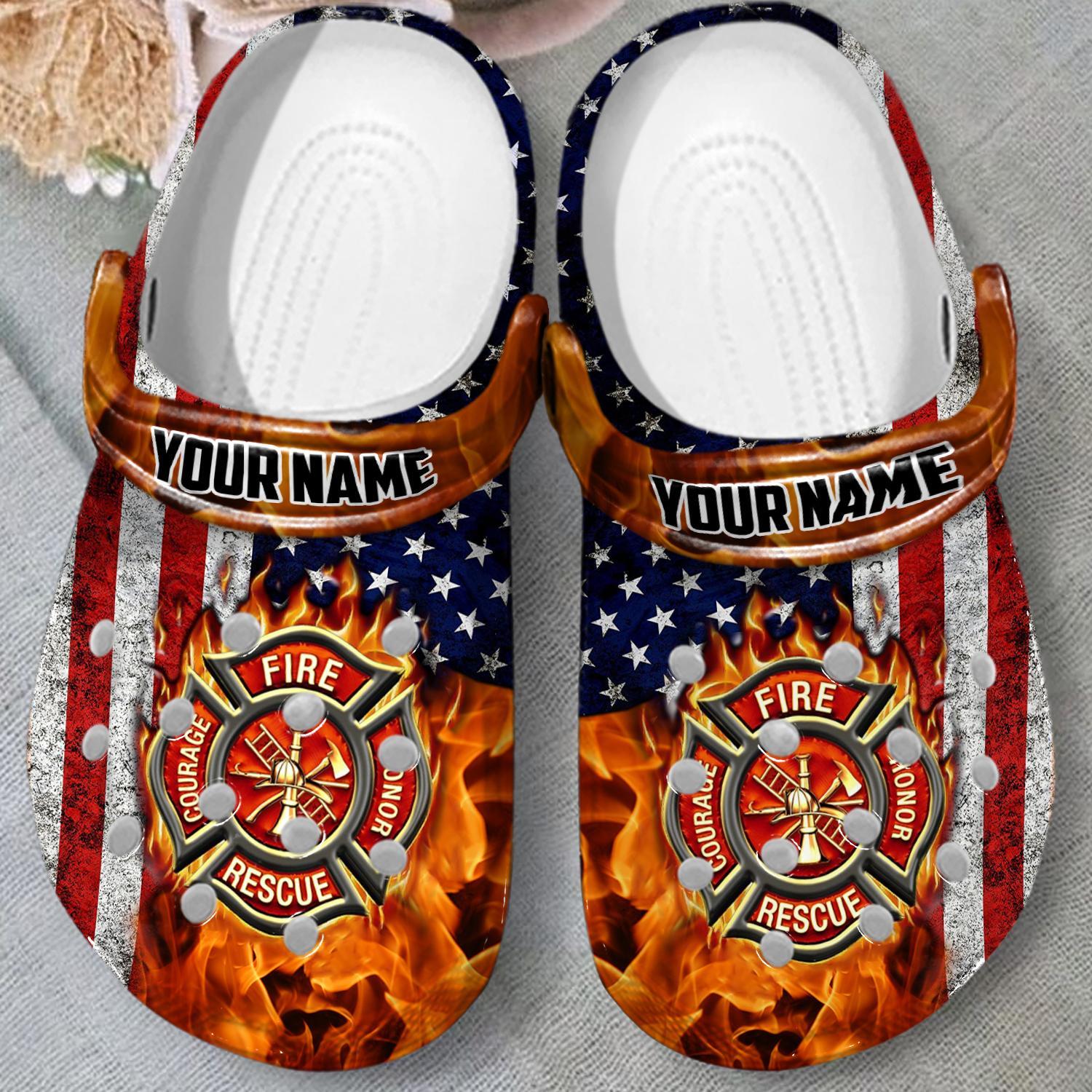 Merchidea Love Firefighter Crocs Crocband Clogs Shoes Comfortable For Men Women and Kids