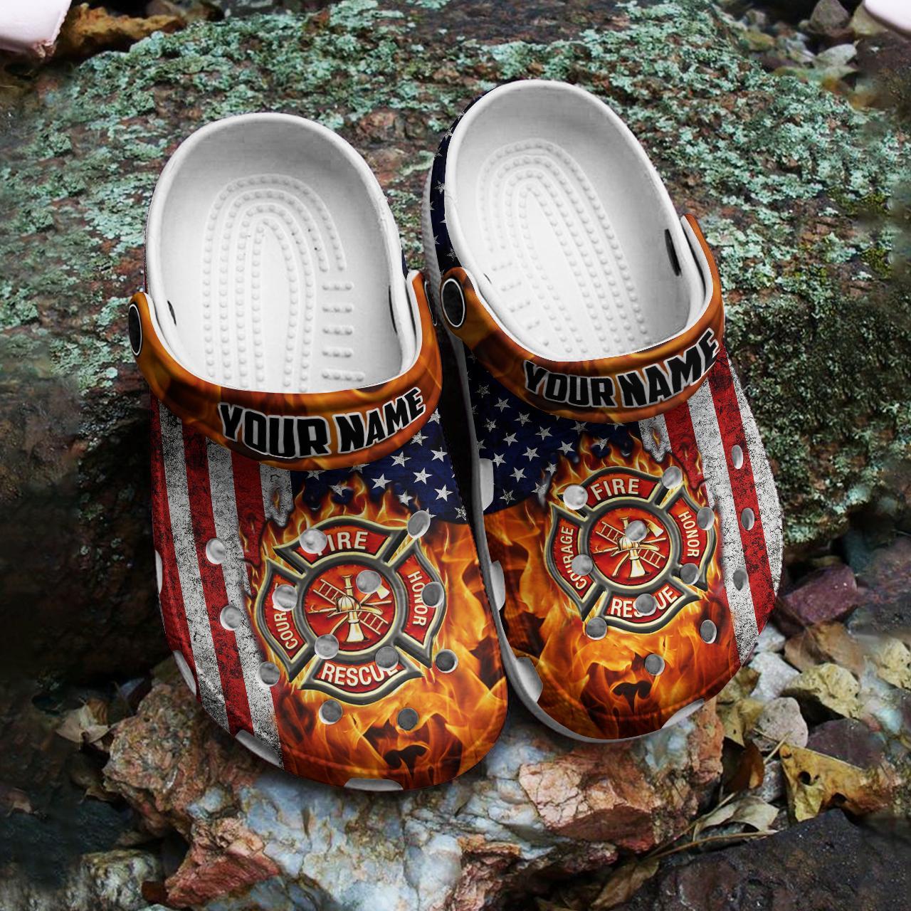 Merchidea Love Firefighter Crocs Crocband Clogs Shoes Comfortable For Men Women and Kids