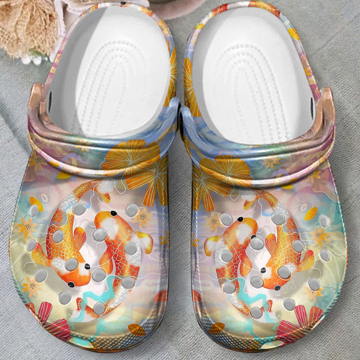 Merchidea Love Koi Fish Crocs Crocband Clogs Shoes Comfortable For Men Women and Kids