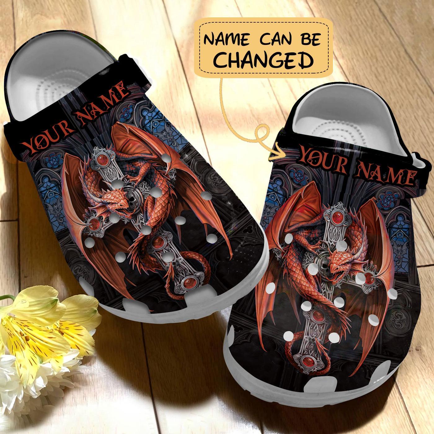 Merchidea Love Orange Dragon Crocs Crocband Clogs Shoes Comfortable For Men Women and Kids