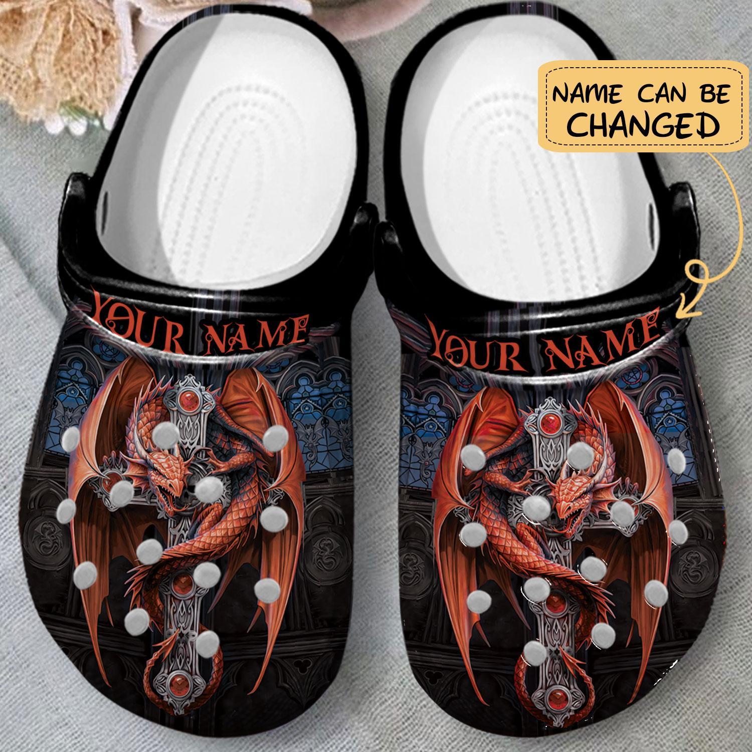 Merchidea Love Orange Dragon Crocs Crocband Clogs Shoes Comfortable For Men Women and Kids