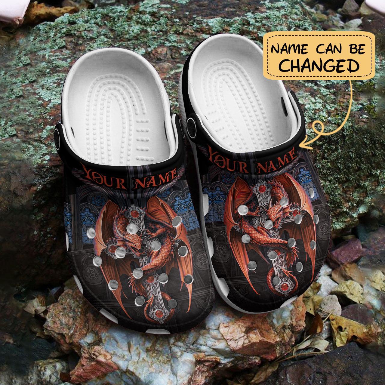 Merchidea Love Orange Dragon Crocs Crocband Clogs Shoes Comfortable For Men Women and Kids