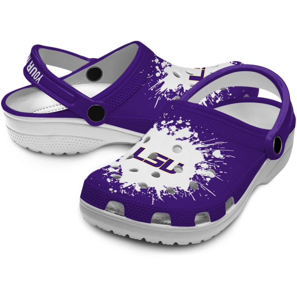 Merchidea LSU Tigers NCAA Sport Crocs Crocband Clogs Shoes Comfortable For Men Women and Kids