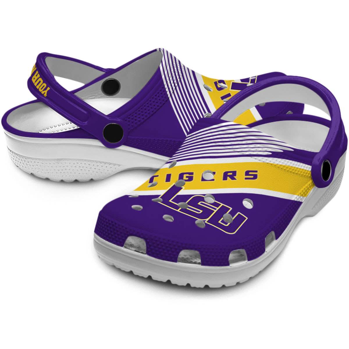 Merchidea LSU Tigers NCAA Sport Crocs Crocband Clogs Shoes Comfortable For Men Women and Kids