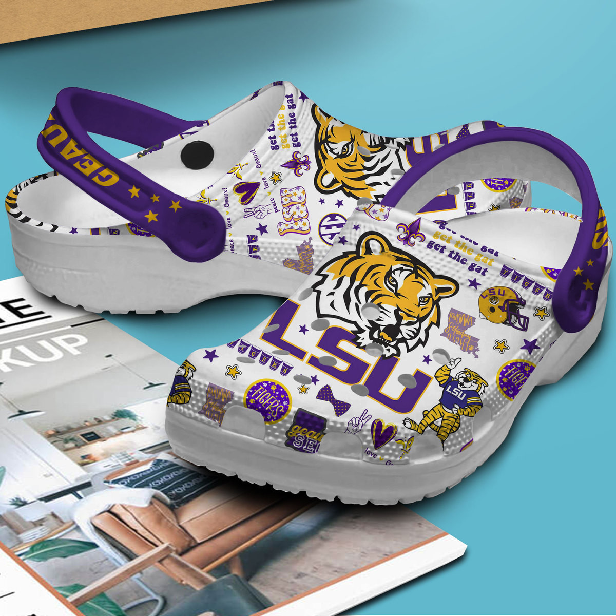 Merchidea LSU Tigers NCAA Sport Crocs Crocband Clogs Shoes Comfortable For Men Women and Kids