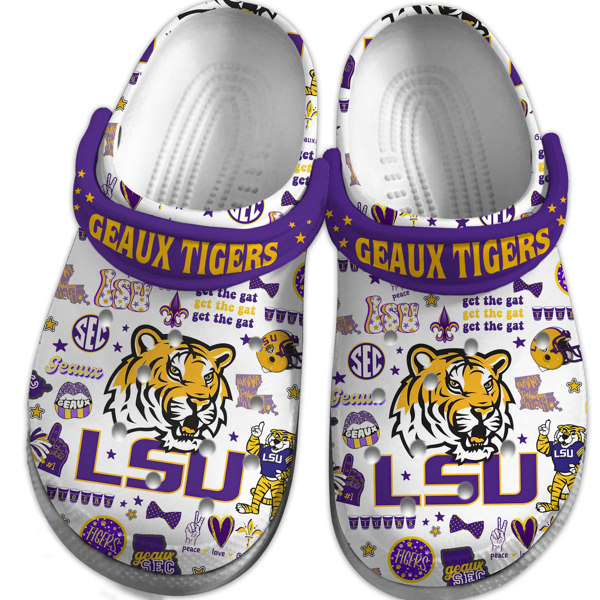 Merchidea LSU Tigers NCAA Sport Crocs Crocband Clogs Shoes Comfortable For Men Women and Kids