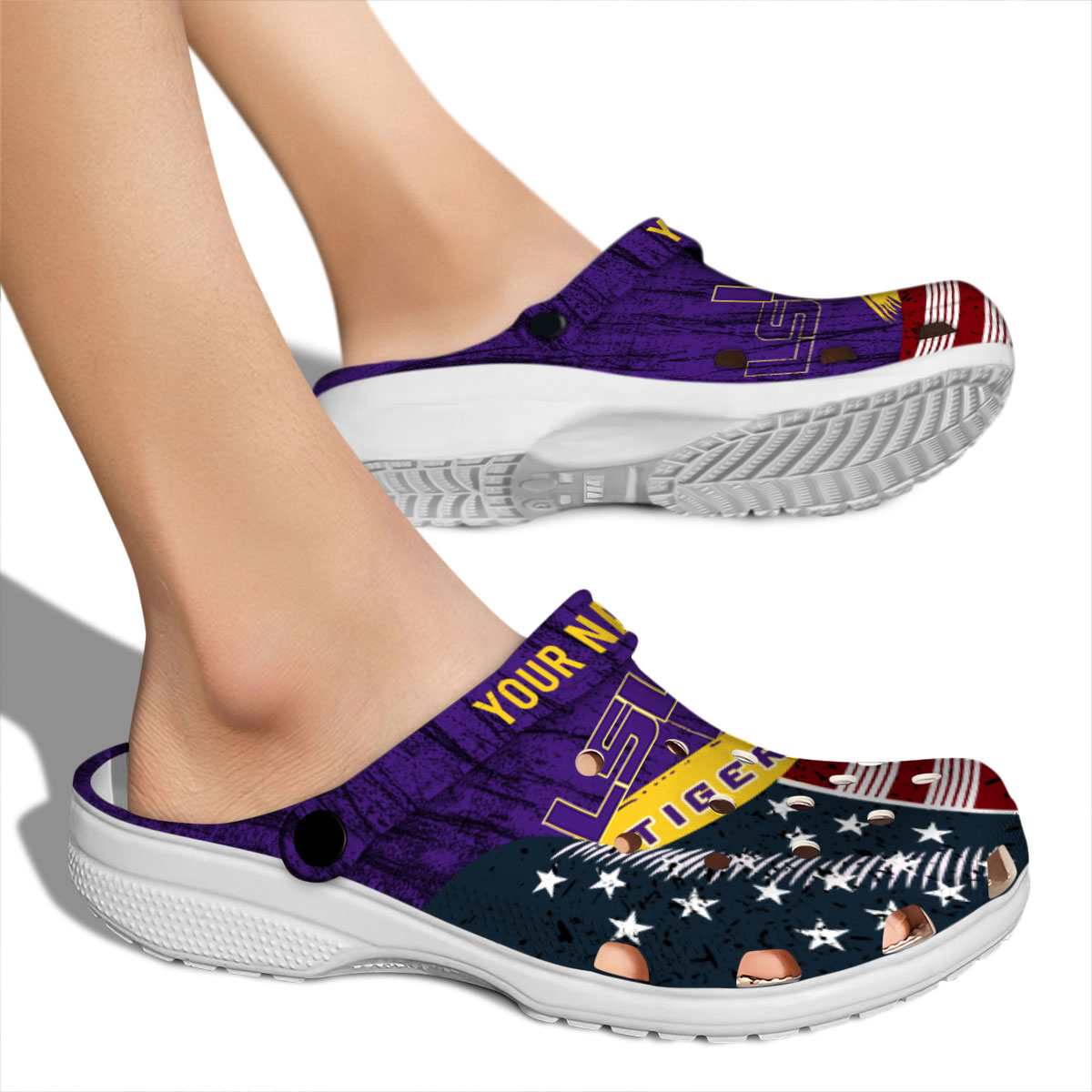 Merchidea LSU Tigers NCAA Sport Crocs Crocband Clogs Shoes Comfortable For Men Women and Kids